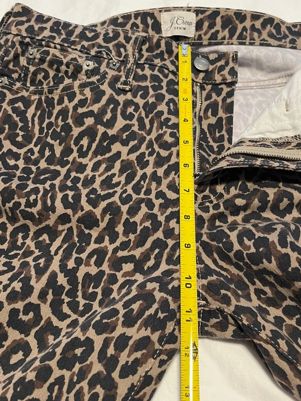 Women’s J- CREW 10” HIGH- RISE TOOTHPICK Animal Print Skinny Jeans Size 29 - Picture 7 of 11